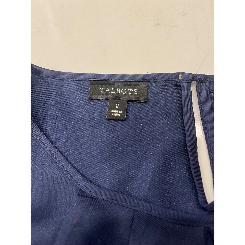 TALBOTS 100% Silk Sleeveless Multicolor Print Pleated Neck Blouse Top Size 2 - Picture 4 of 7
